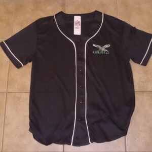 Philadelphia Eagles Men's Full Button Down Black Baseball Style Jersey NWT